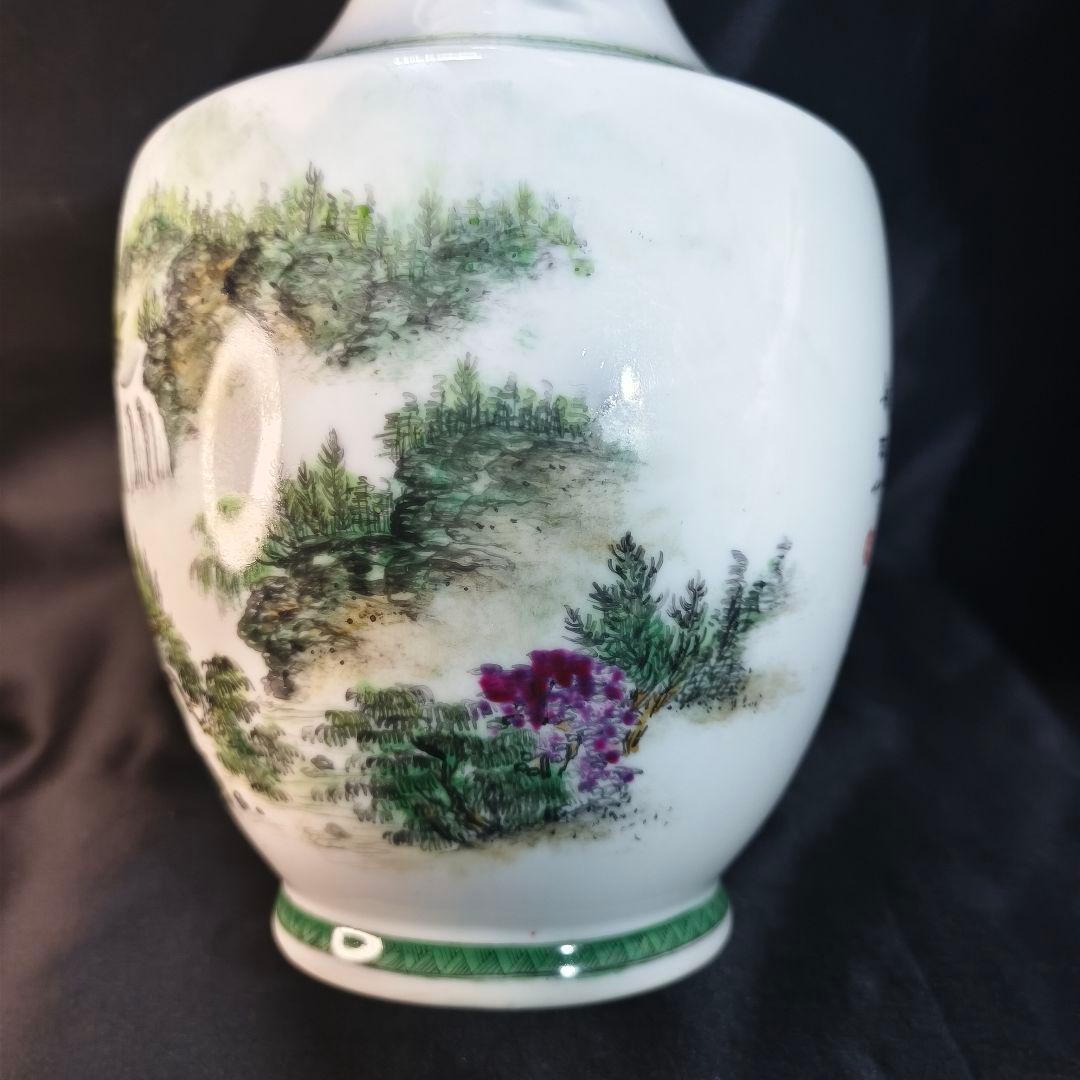 中国花瓶 手描き山水風景図 建窯 作家物 古美術 時代物 蒐集家放出美品 骨董