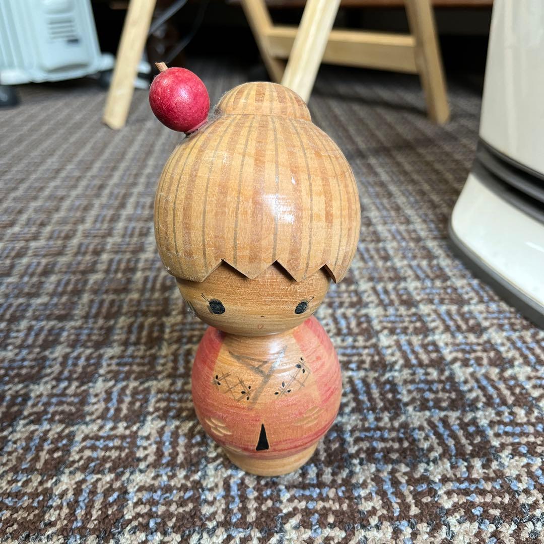 手作り木製こけし 赤・ナチュラル