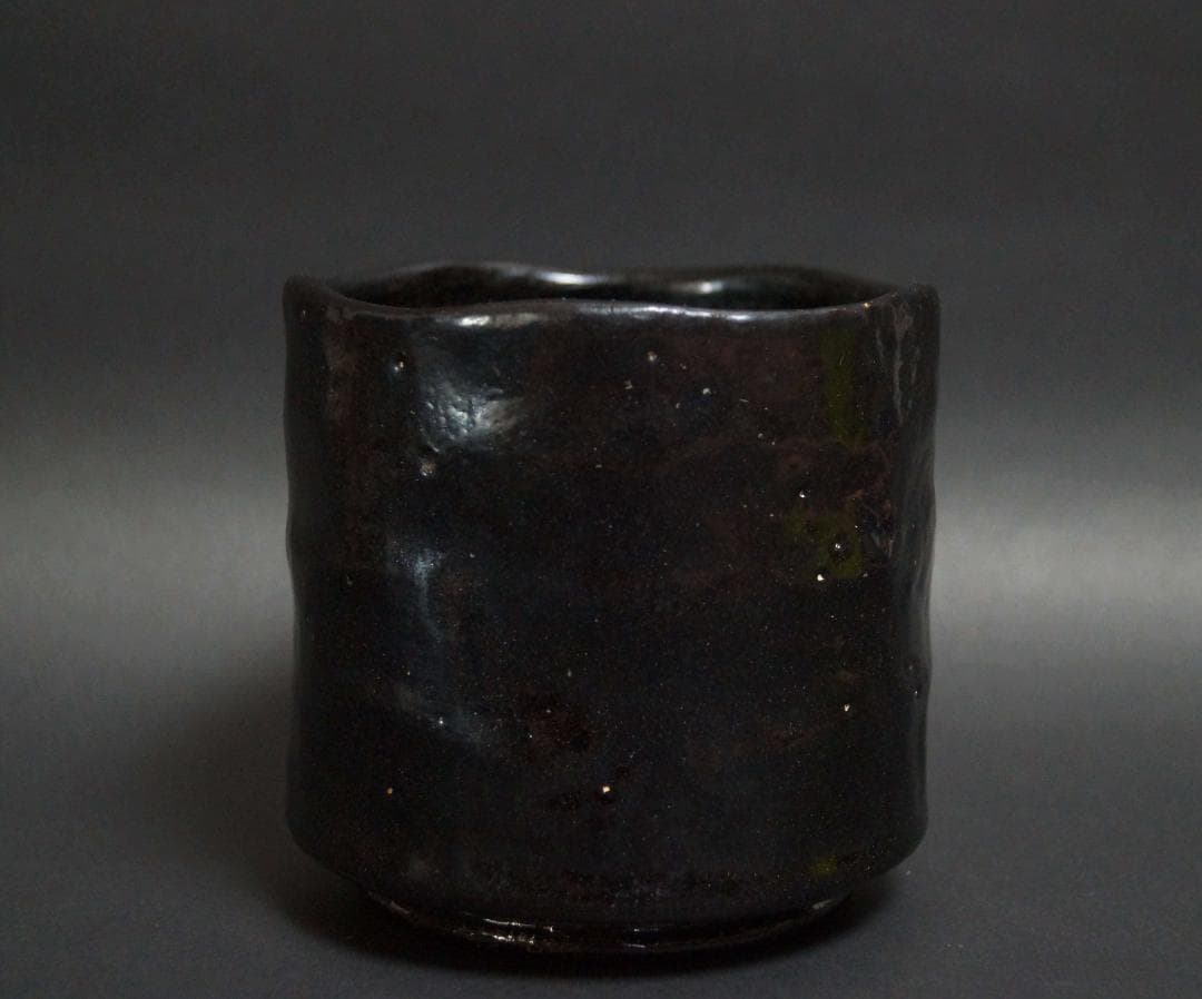 茶道具 大正期平安三国丹祐作 黒楽筒火入(3客)香炉★時代物★4D1228