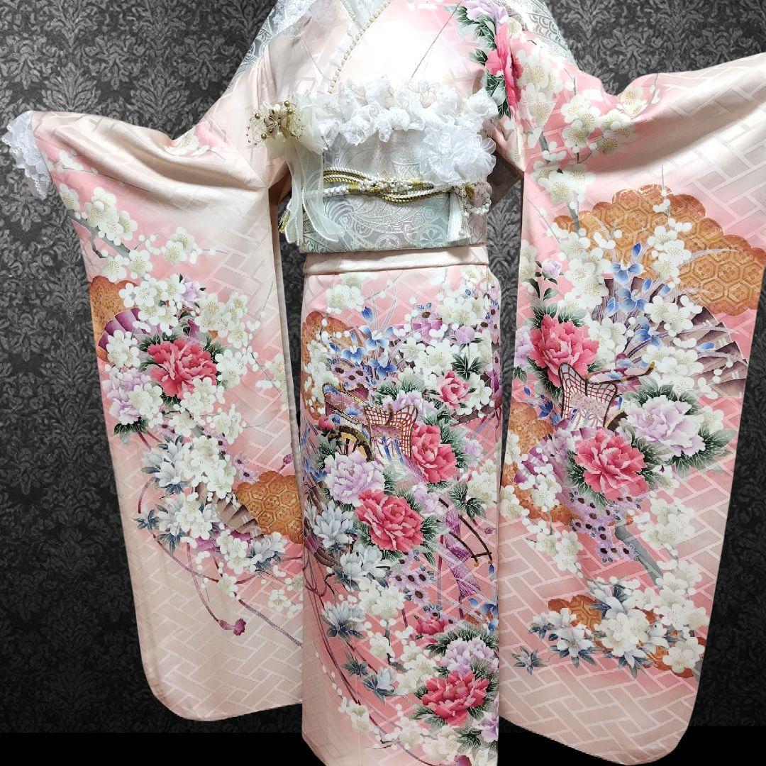 振袖フルセット(8点)・成人式・落款有り・作家物・くすみ・ピンク・胴裏正絹