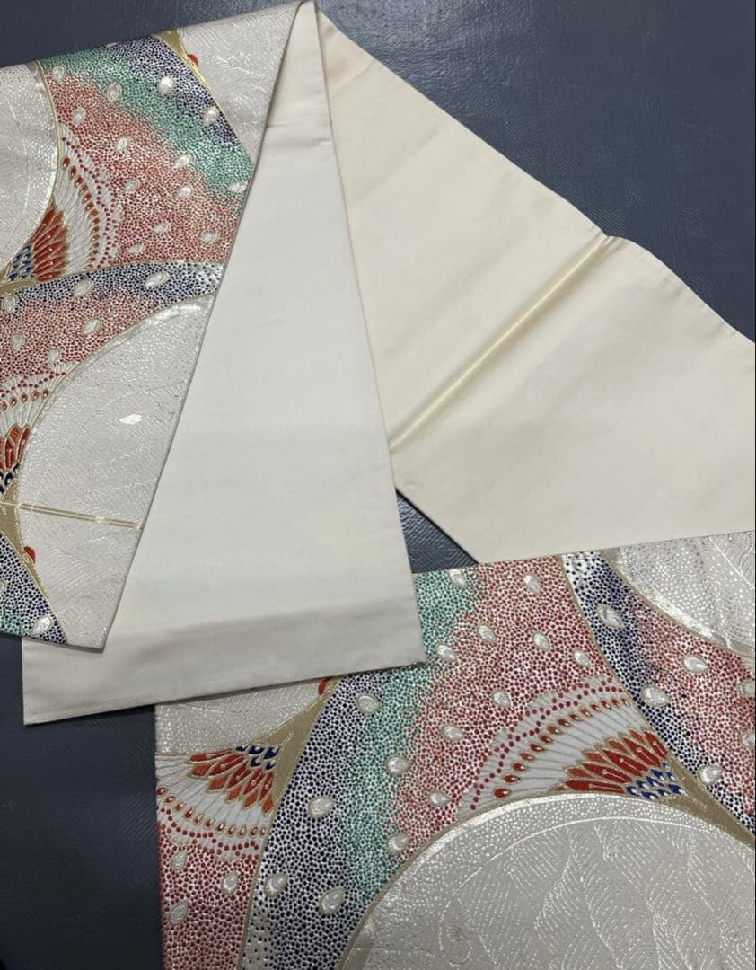 振袖フルセット6点サイズM〜Ｌ飛鶴菱花文　暈し染め　金銀彩　正絹