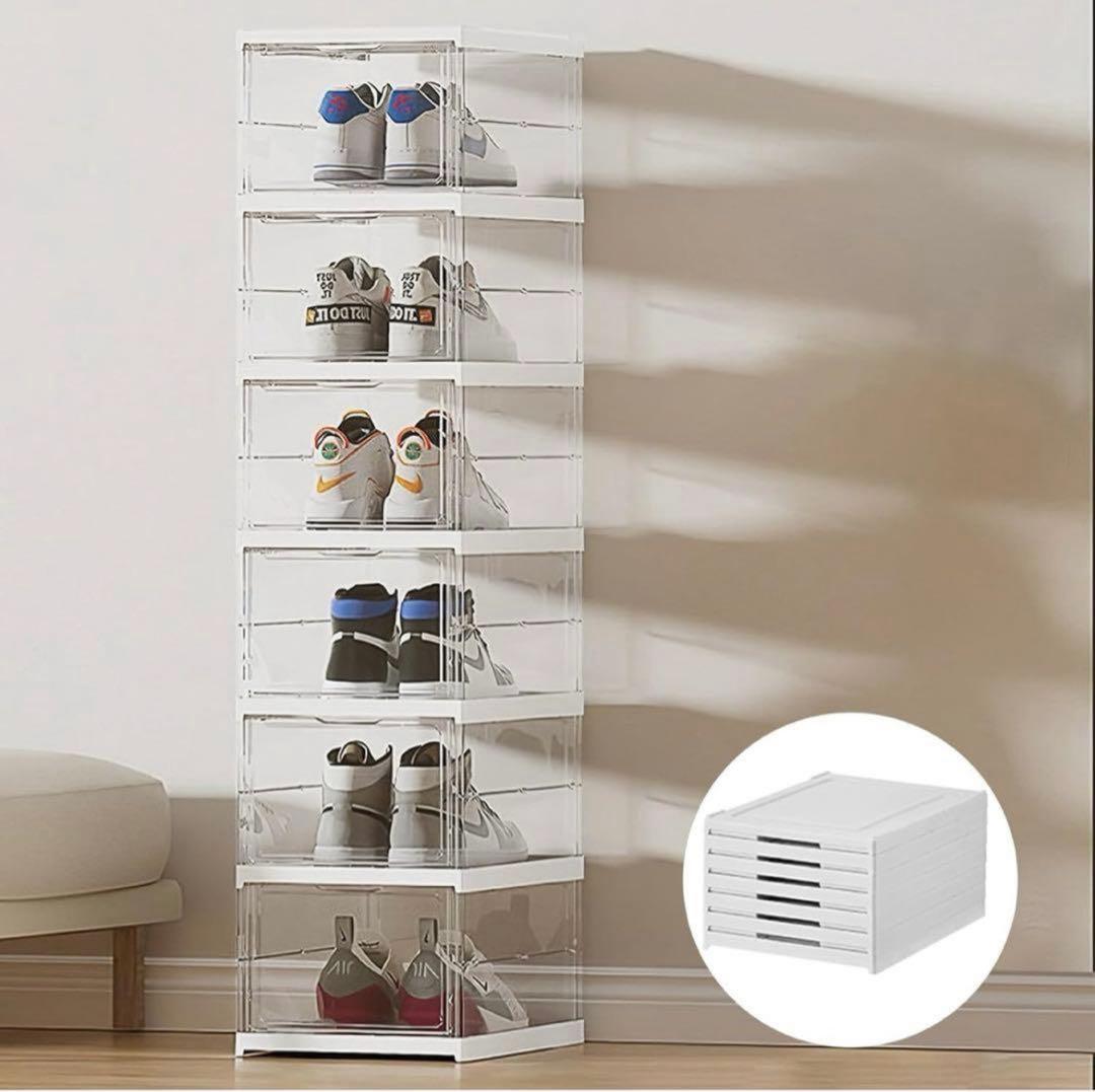 【2個】クリアボックス 6段 簡単設置 ディスプレイボックス 折りたたみ