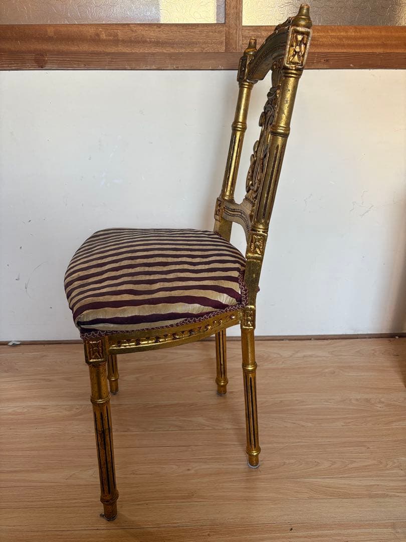 アンティークチェア　サロンチェア　ダイニングチェア　ゴールド　当時物　②