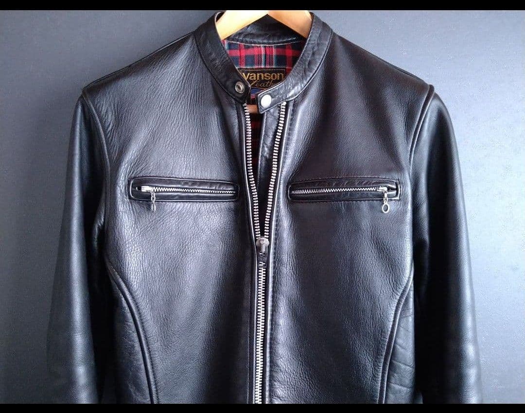 美品 バンソン ライダースジャケット シングル ダブル ヴィンテージ レザー