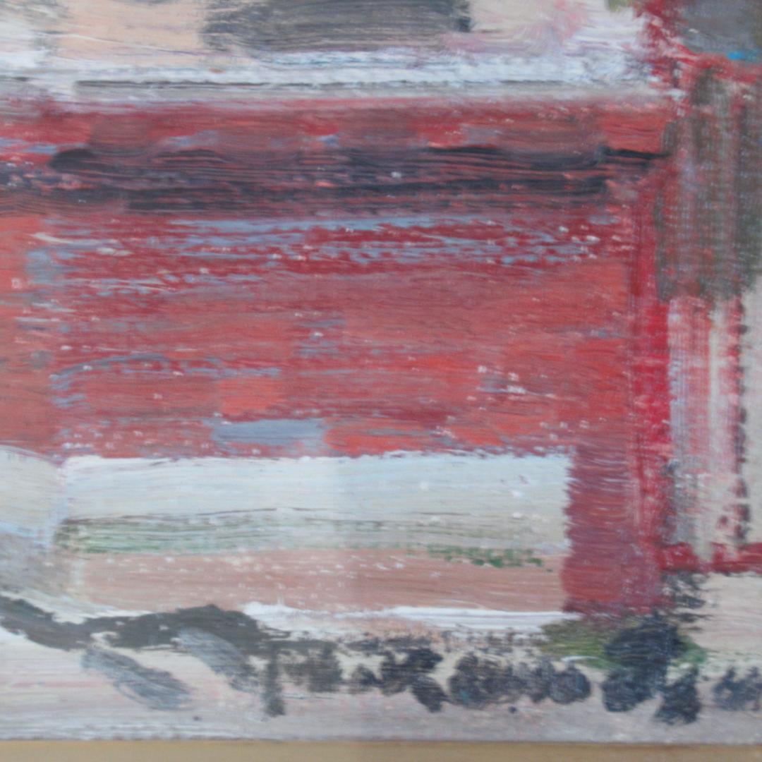 真作保証　小松益喜「山本通り風景」油彩　元額　神戸　異人館画家