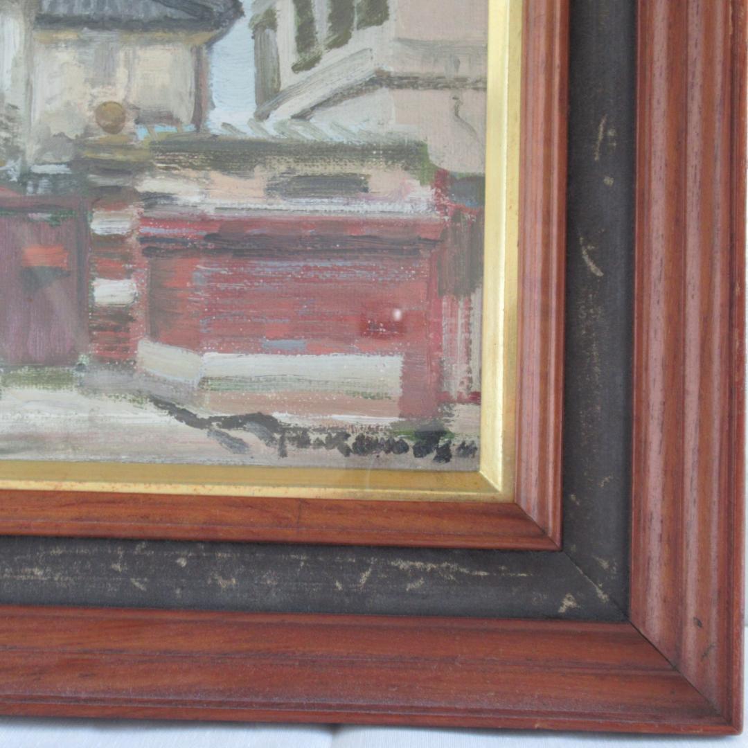 真作保証　小松益喜「山本通り風景」油彩　元額　神戸　異人館画家