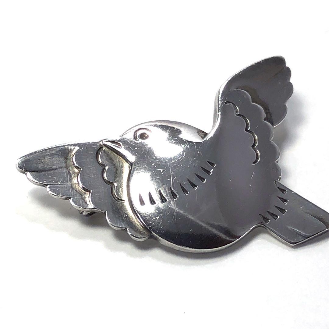 【美品・箱付き】ジョージジェンセン／トリ モチーフ ブローチ SV925／320