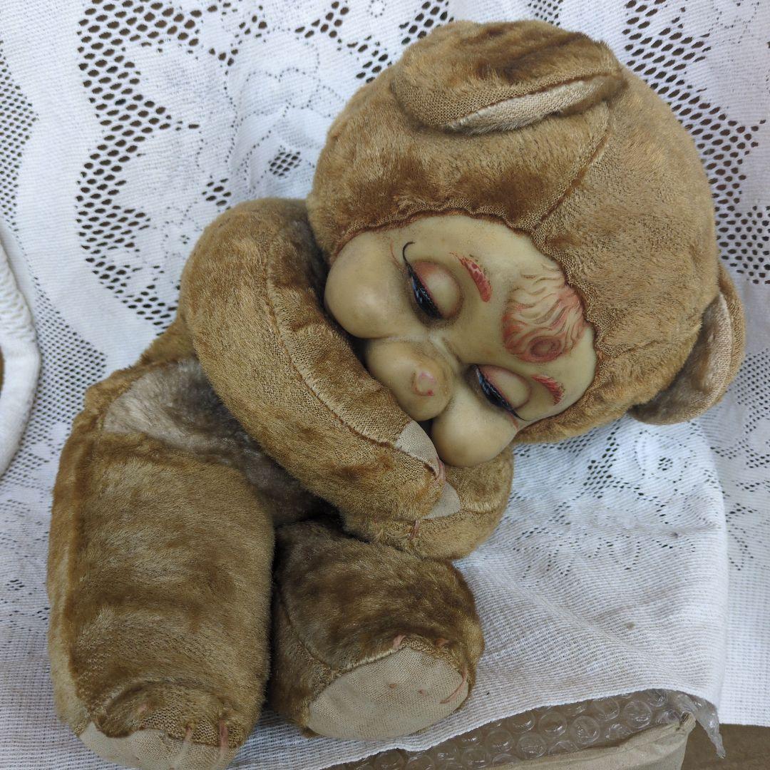 アンティーク　茶色のクマのぬいぐるみ　テディベア　昭和レトロ雑貨