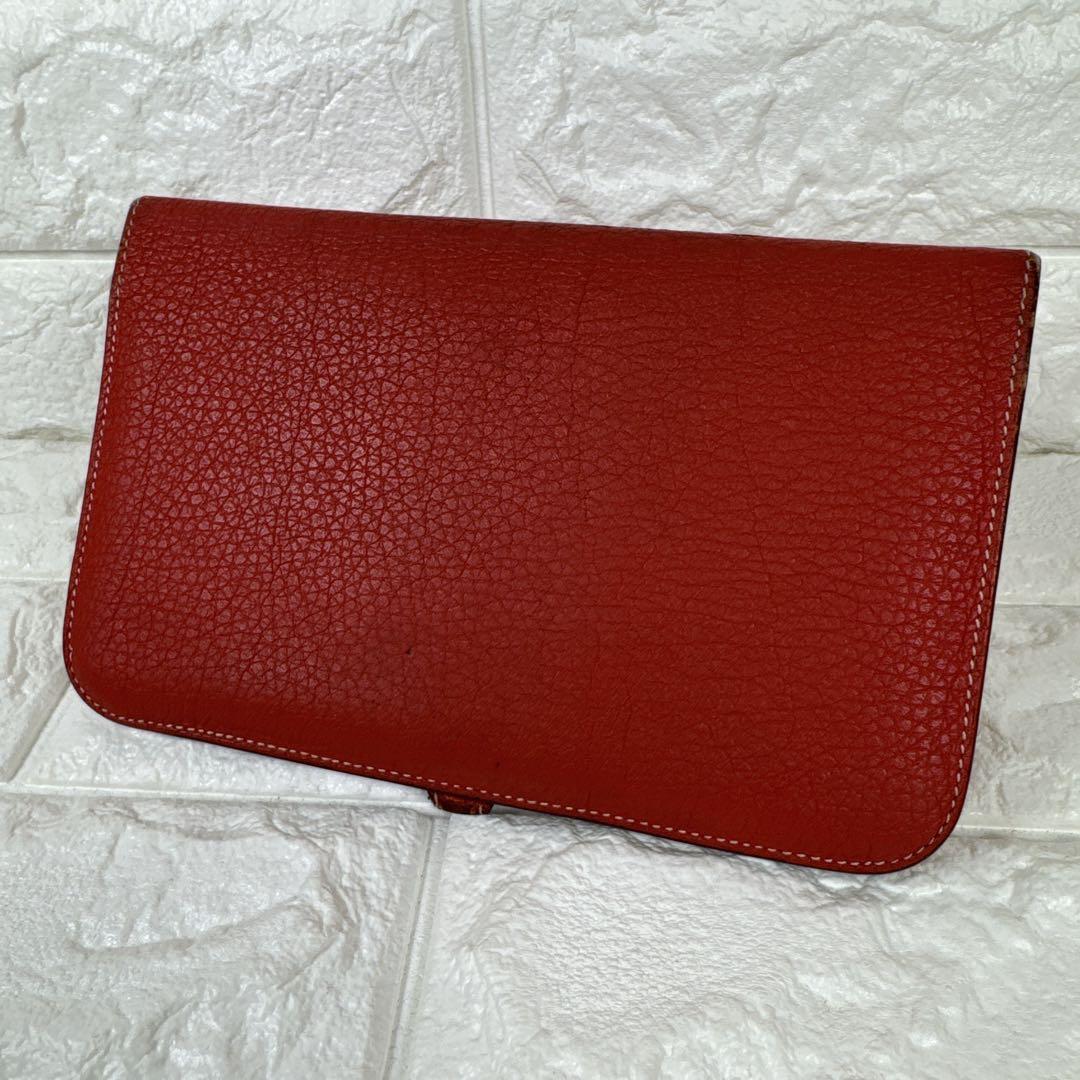 ゆう♤割引、様 HERMES ドゴン GM レッド レザー □Q刻印 エルメス