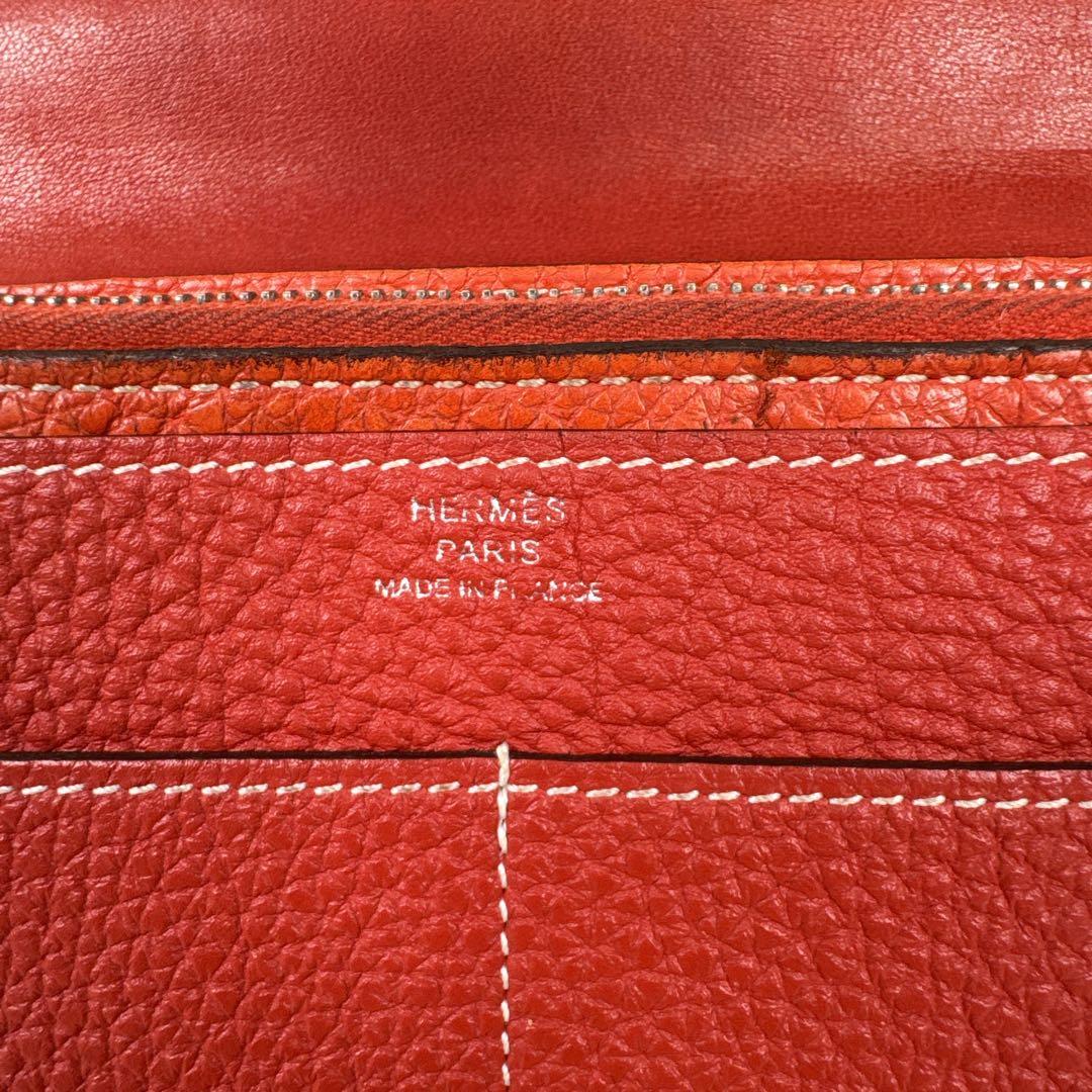 ゆう♤割引、様 HERMES ドゴン GM レッド レザー □Q刻印 エルメス