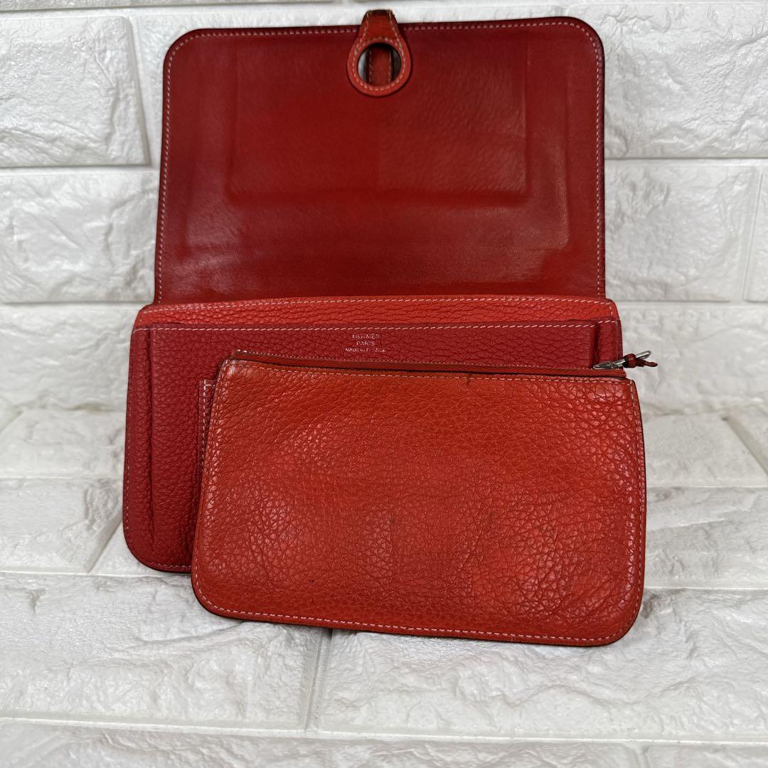 ゆう♤割引、様 HERMES ドゴン GM レッド レザー □Q刻印 エルメス