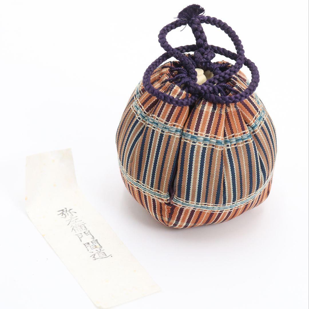 陽炎園 淡海ぜぜ 膳所焼 茄子茶入 仕覆付 茶道具 共箱　V863　N6