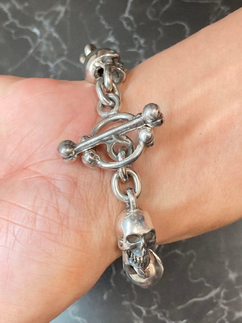 [54] Silver950 / SKULL 8連 ブレスレット ヴィンテージ