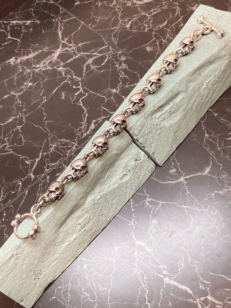 [54] Silver950 / SKULL 8連 ブレスレット ヴィンテージ