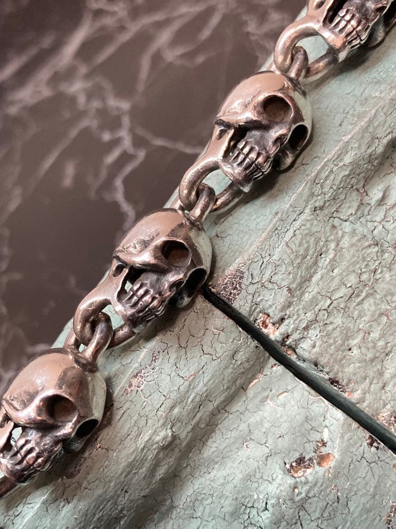 [54] Silver950 / SKULL 8連 ブレスレット ヴィンテージ