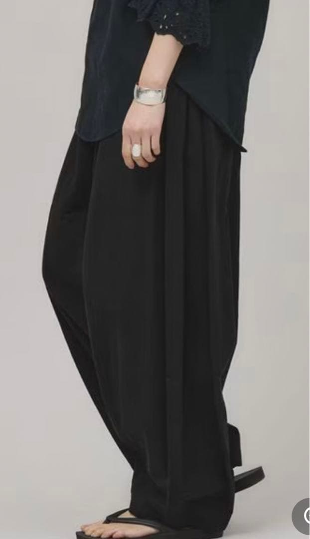 今季新品コットンリネンドロストパンツ黒