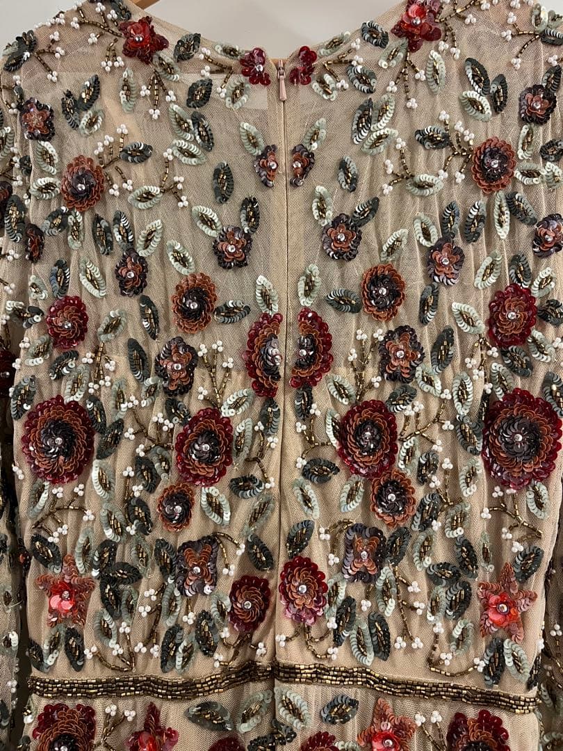 BHLDN 花ベージュ 長袖 ウェディングドレス