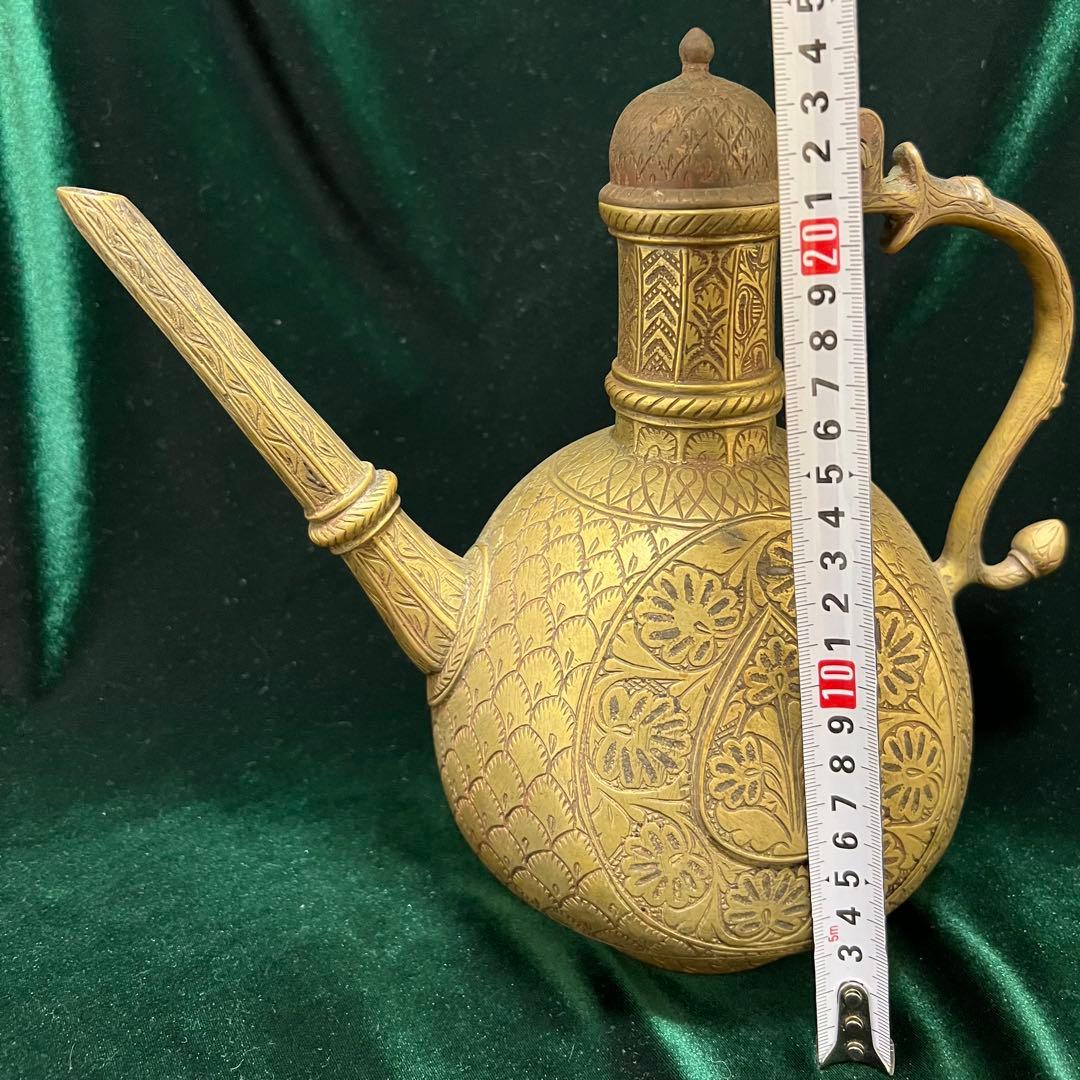 希少外国製古代19世紀ブロンズティーポット骨董現状品のみ25cmx26x11cm