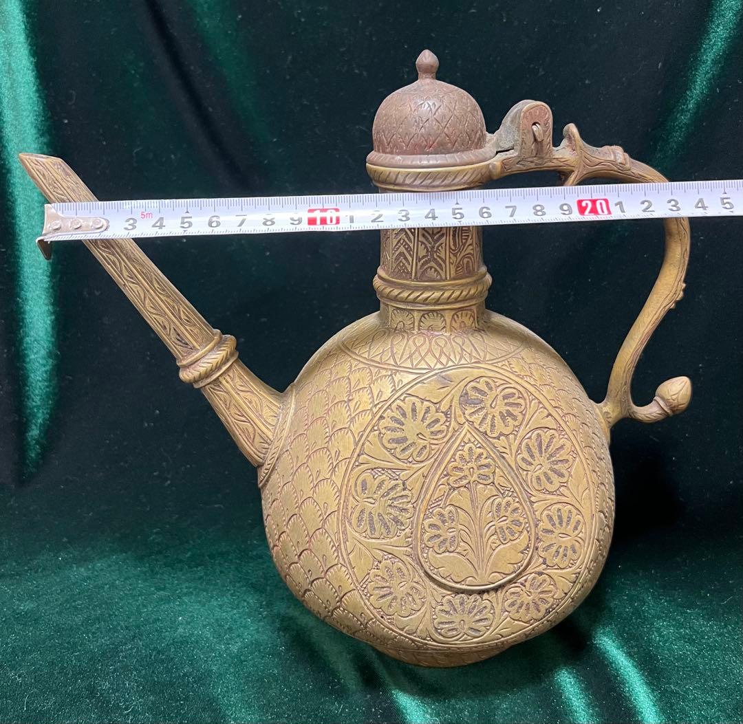 希少外国製古代19世紀ブロンズティーポット骨董現状品のみ25cmx26x11cm
