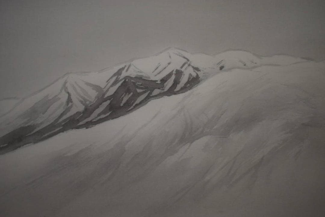 真作/春堂/水墨山水図/横物/桐共箱付/布袋屋掛軸HJ-25