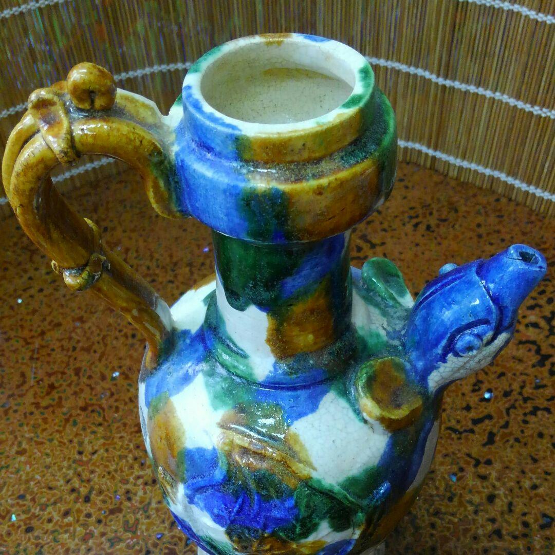 中国美術　唐三彩　水差し
