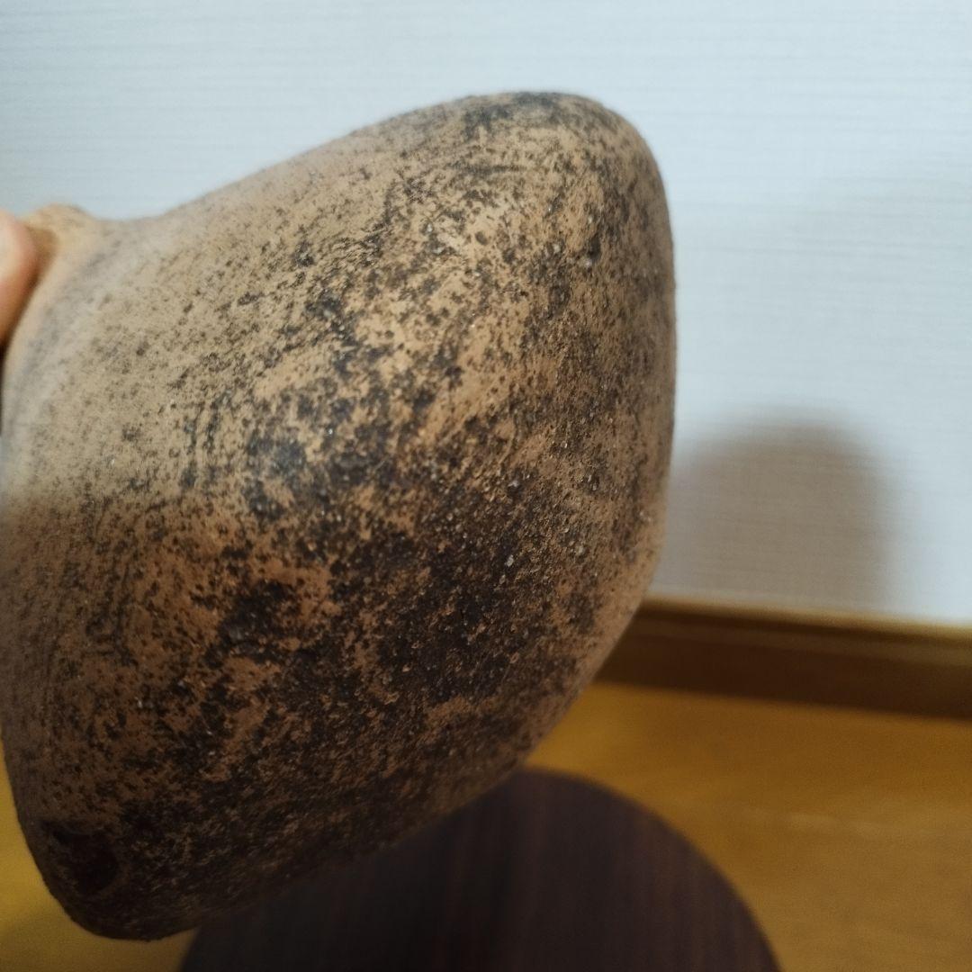 発掘品　弥生土器　そろばん型の小壷　波状紋様　　矢作川流域出土