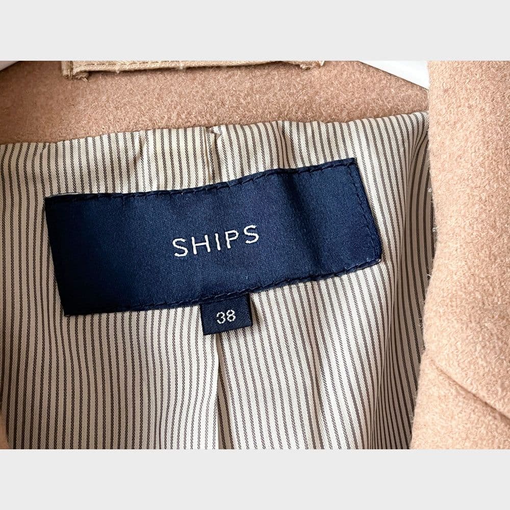 美品 シップス 上質ウール シルク コート チェスターコート ベージュ A7