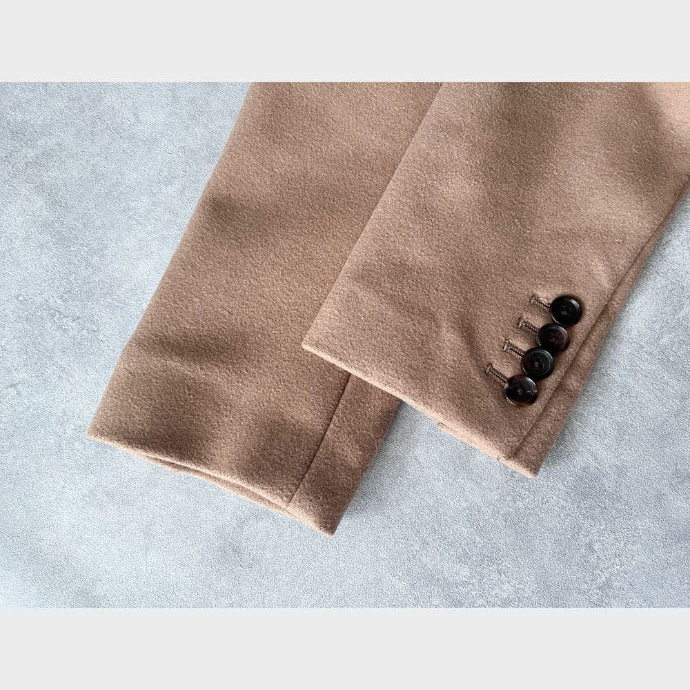 美品 シップス 上質ウール シルク コート チェスターコート ベージュ A7