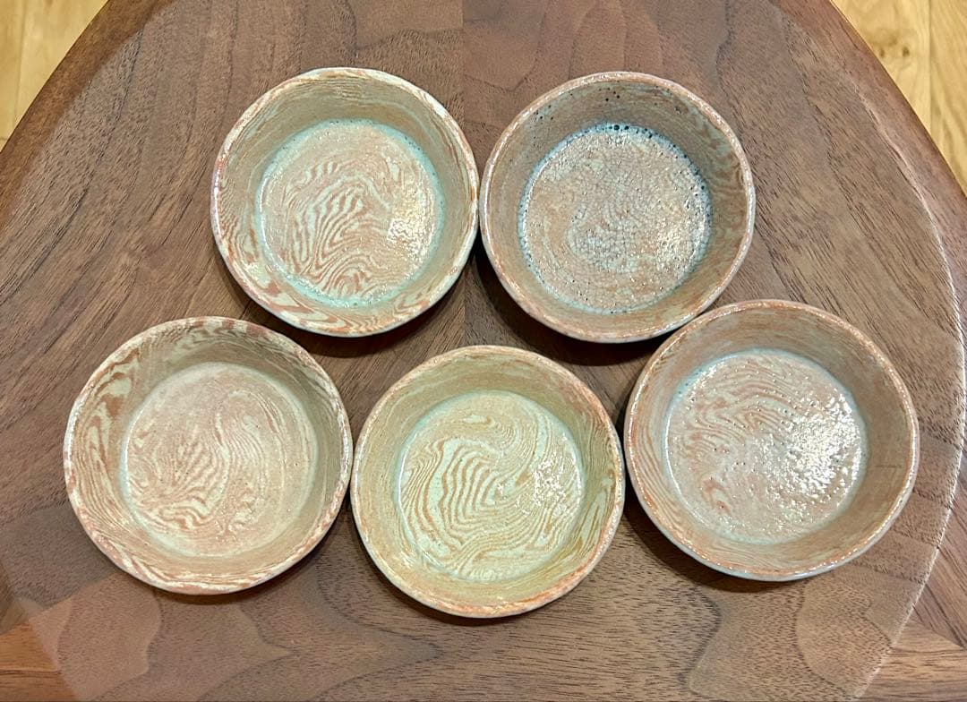 楽旦入　木皿風天塩皿5枚 共箱あり