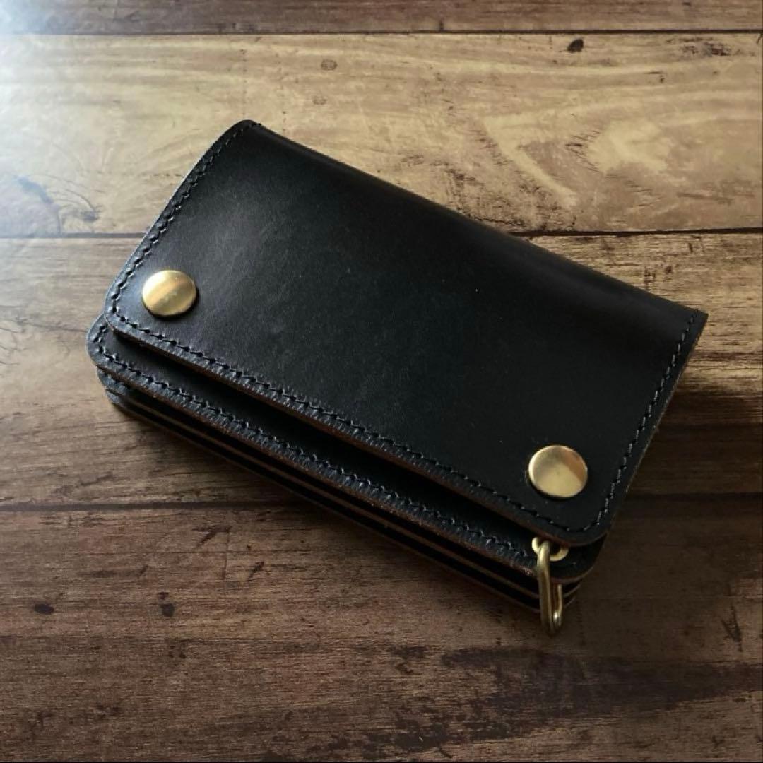 【としぽん】ミドルトラッカーウォレット 茶芯ブラック【お札を折らずに収納】