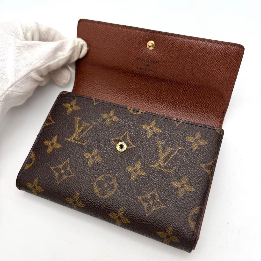 【極美品】ルイヴィトン　モノグラム　エテュイパピエ　三つ折り財布　財布　ブラウン