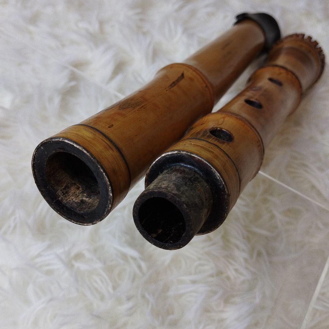 尺八　バチ型　銘あり　鳳晴　1印　1尺7寸　5孔　銀三線