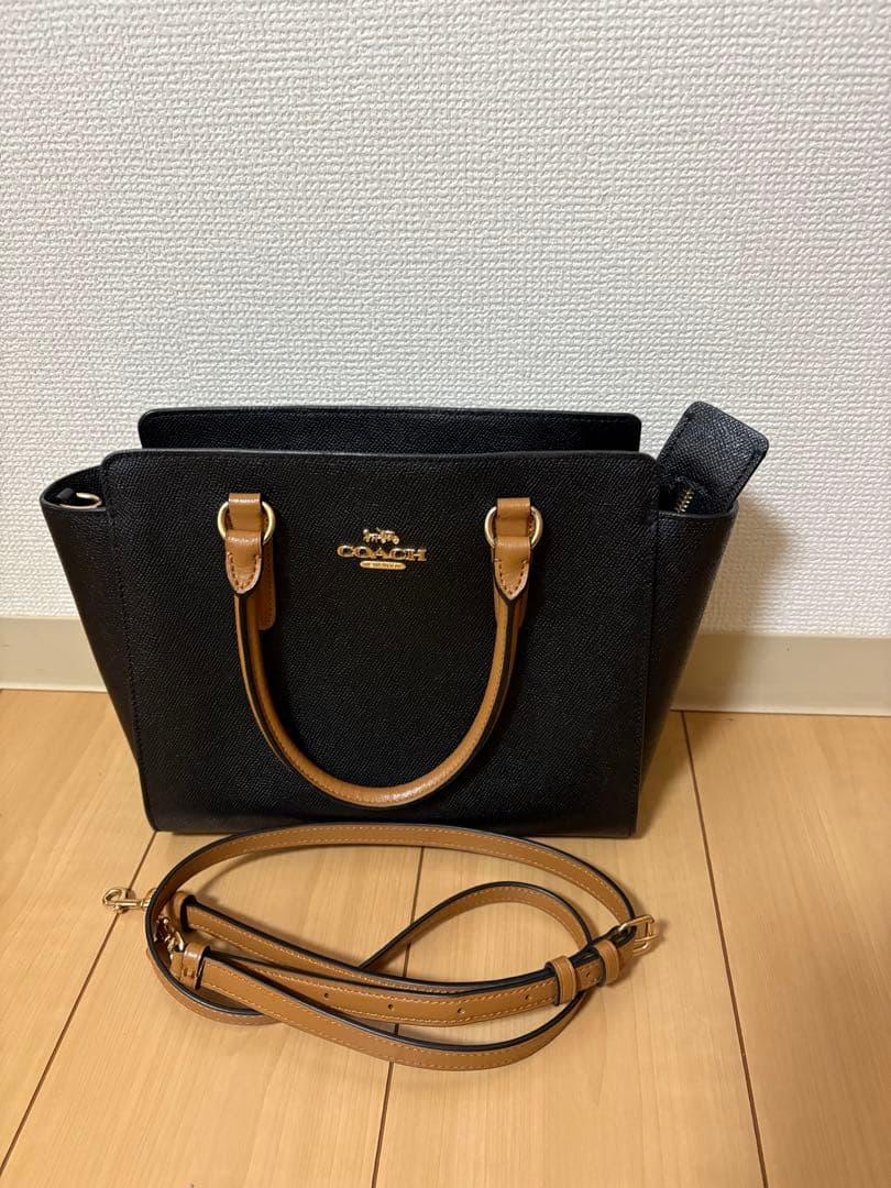 美品　COACH ブラック/ブラウン トートバッグ
