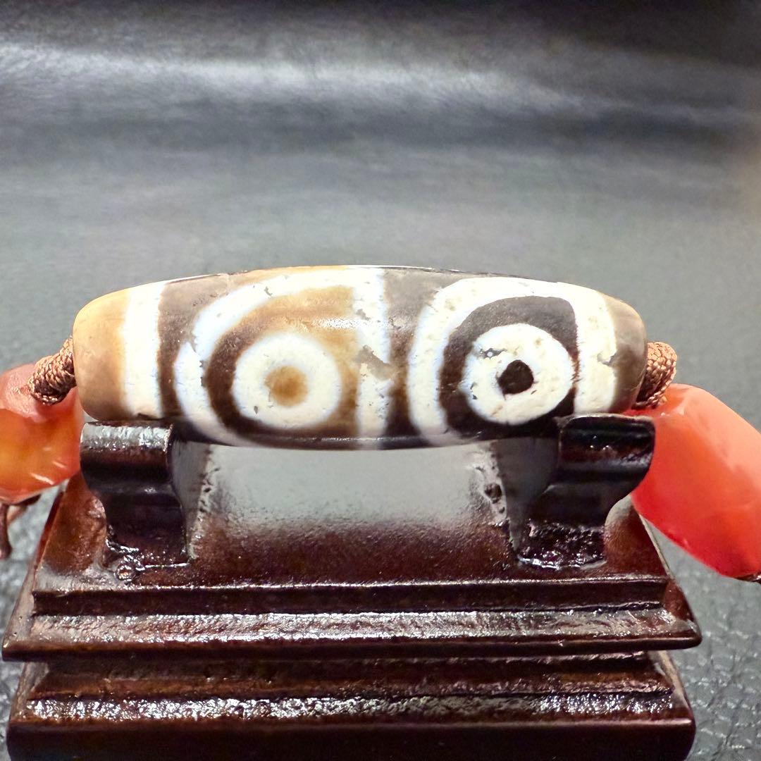 チベット　西蔵　変形四眼天珠 ジービーズ ancient 朱砂 老天