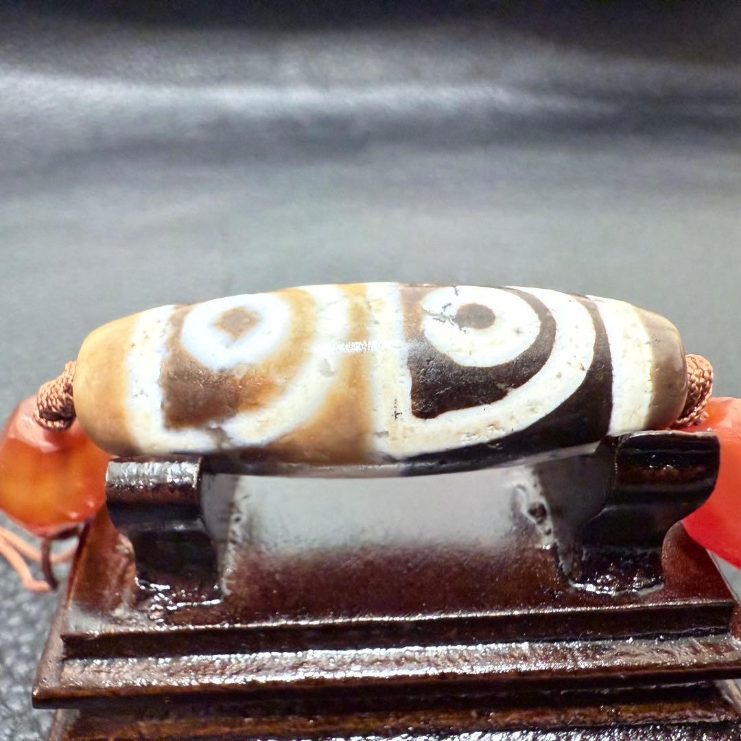 チベット　西蔵　変形四眼天珠 ジービーズ ancient 朱砂 老天