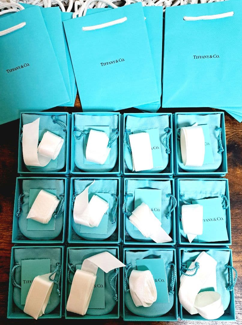 ティファニー 空箱③ 巾着 リボン カード ショップ 袋 12セット 国内現行品