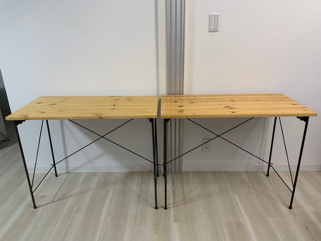 ナチュラルウッド ダイニングテーブル 2個セット(折りたたみ可)