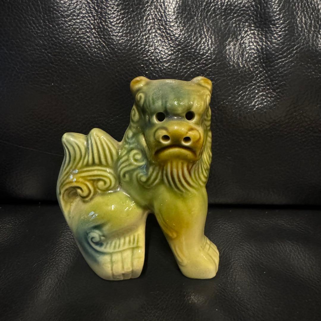 【新品未使用】陶器製 獅子の置物 2体セット シーサー 高さ9.5cm 沖縄琉球