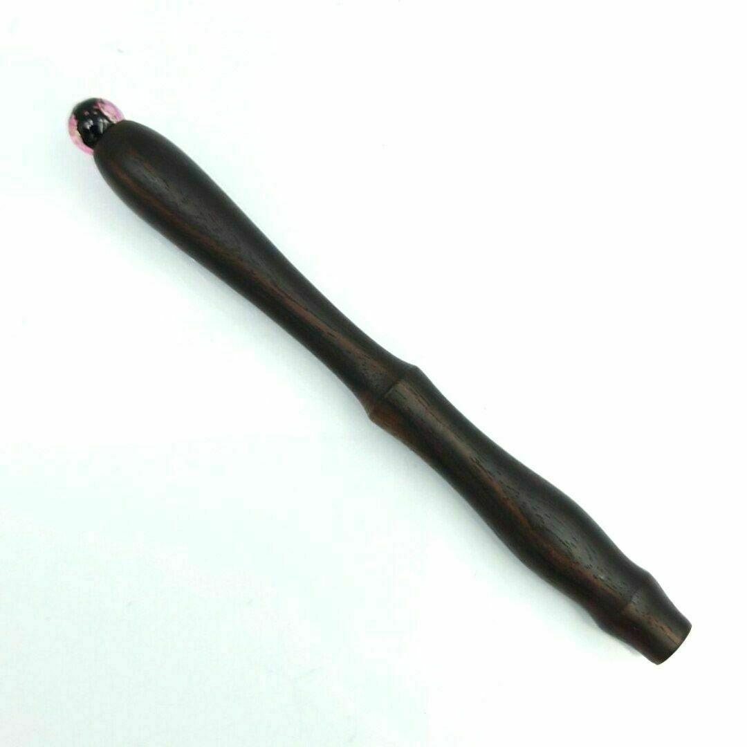 黒壇　ガラスペン木軸　No.11　ホタルガラス　ピンク　桜　ボルトレッティ互換軸