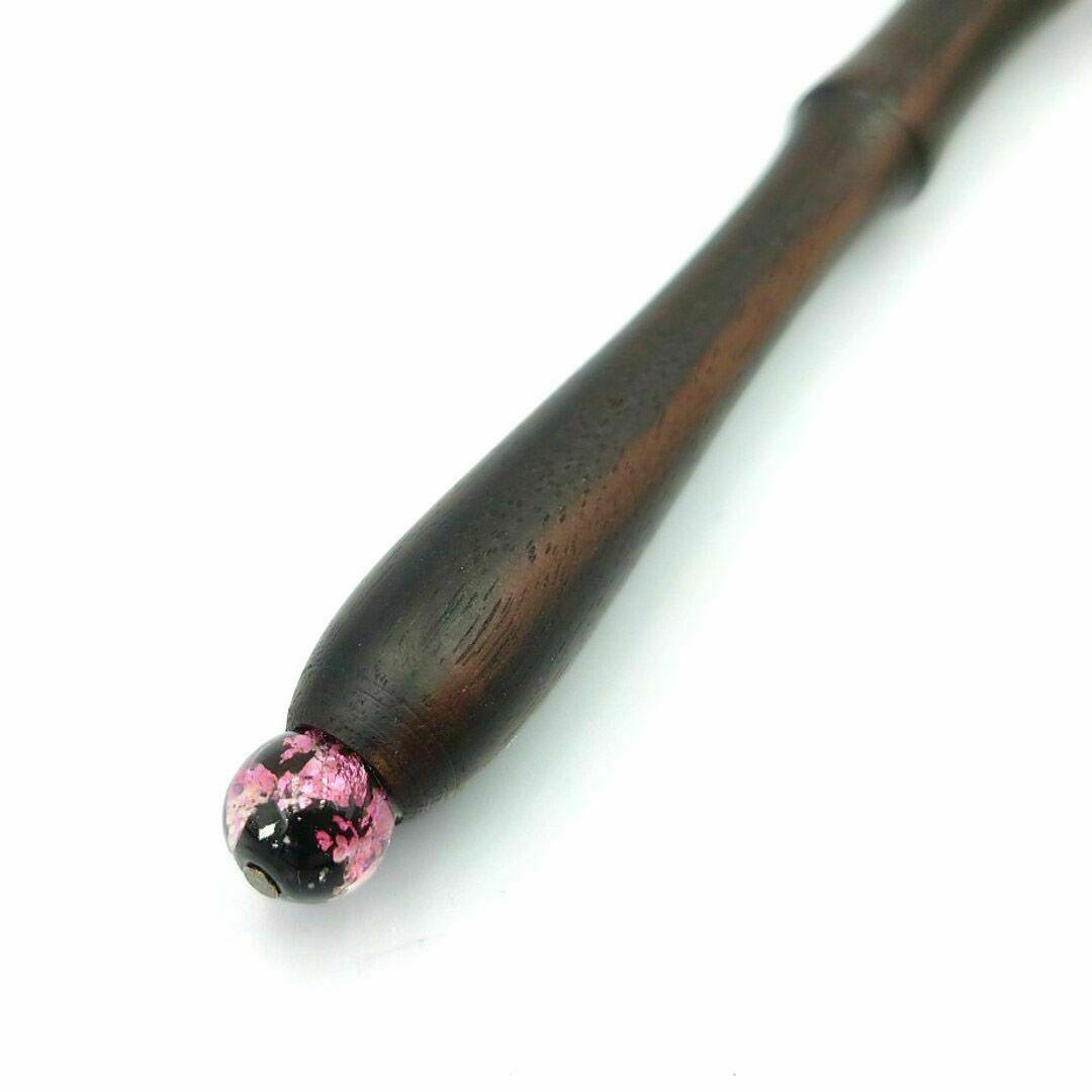 黒壇　ガラスペン木軸　No.11　ホタルガラス　ピンク　桜　ボルトレッティ互換軸