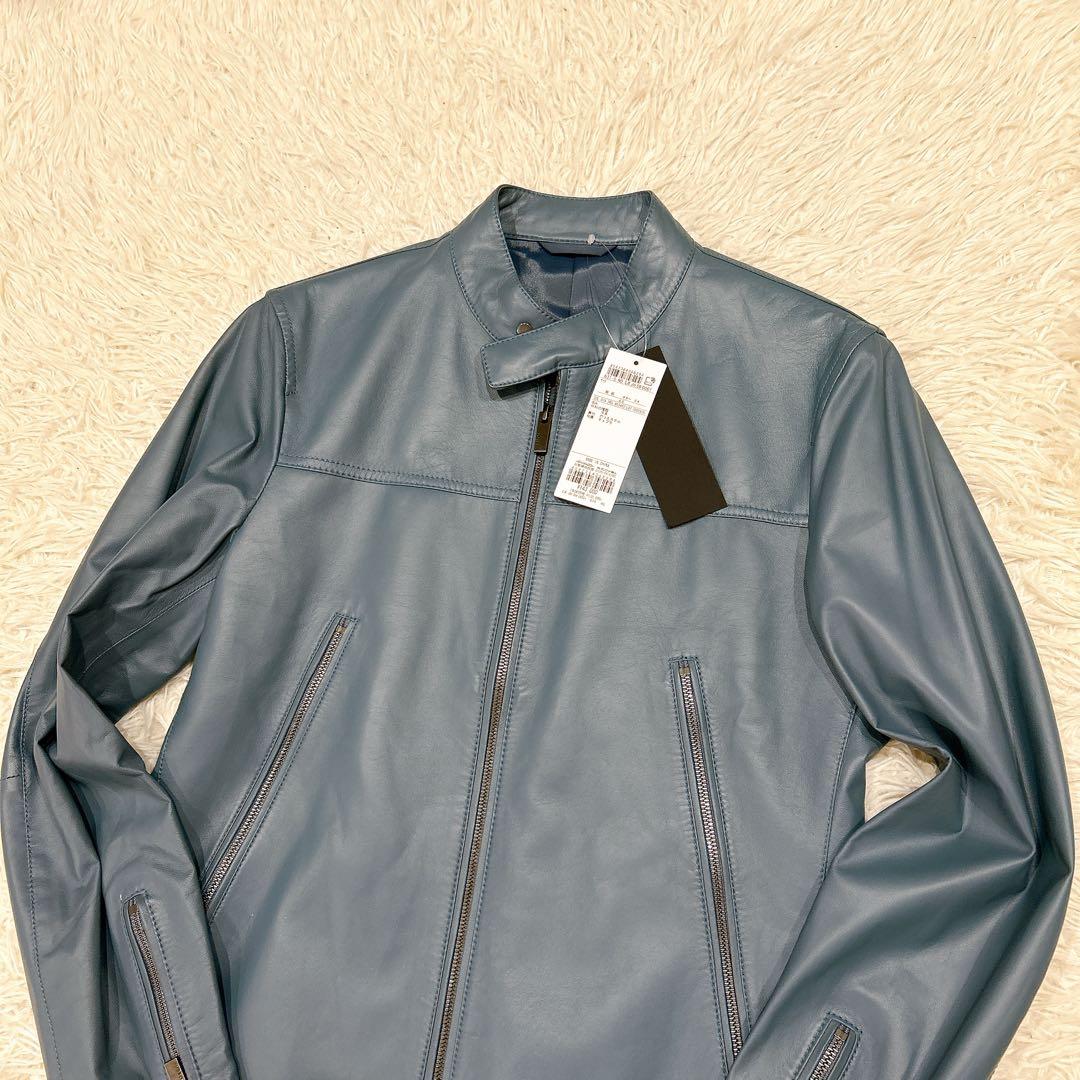2023年　新品　ジョゼフ　シングルライダース　レザージャケット　ブルゾン　青