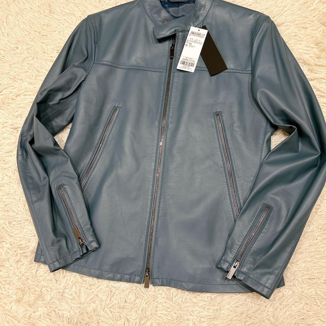 2023年　新品　ジョゼフ　シングルライダース　レザージャケット　ブルゾン　青