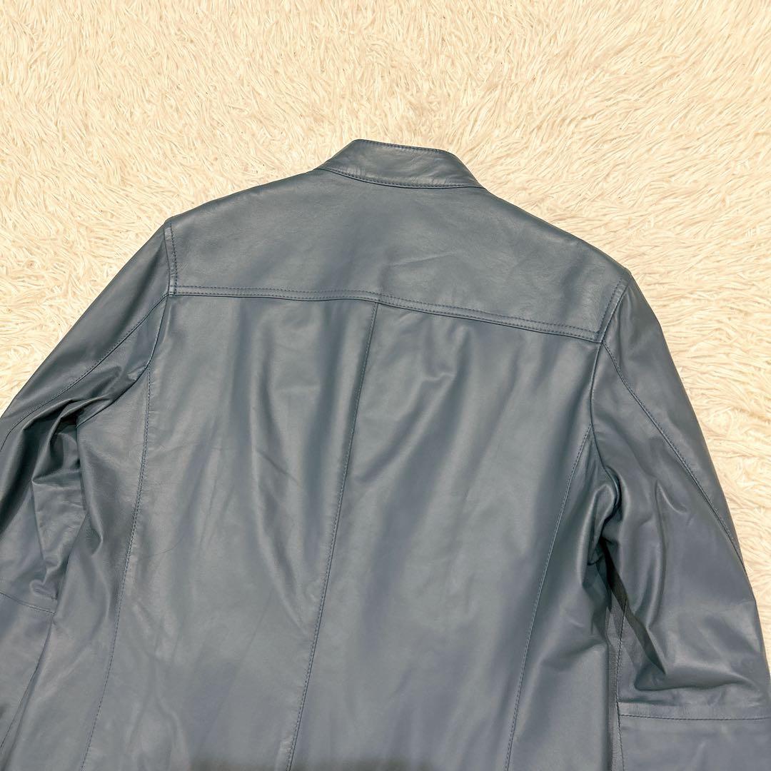 2023年　新品　ジョゼフ　シングルライダース　レザージャケット　ブルゾン　青