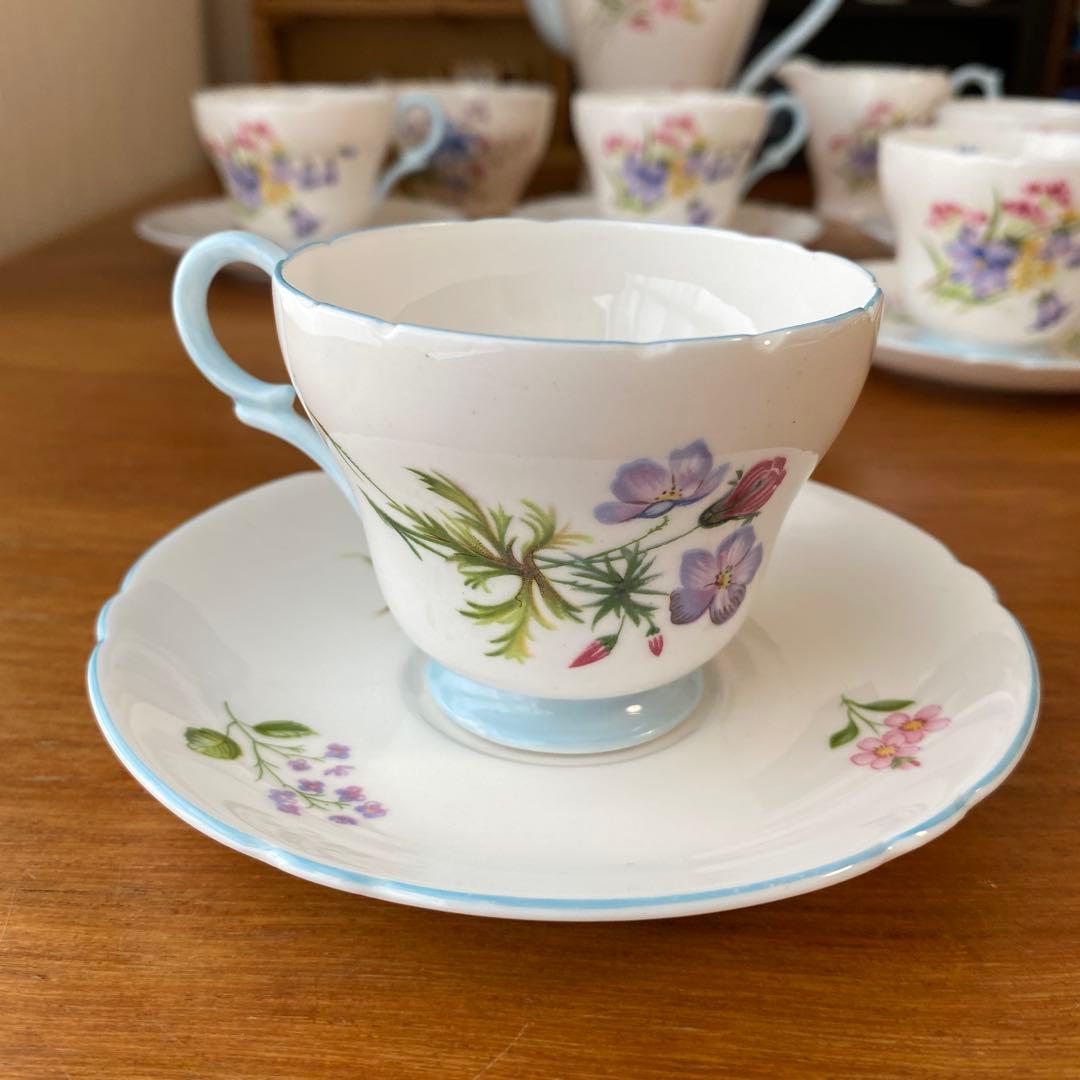 シェリー　ワイルドフラワー　色とりどりの野花が可愛い　コーヒーセット　デミタス