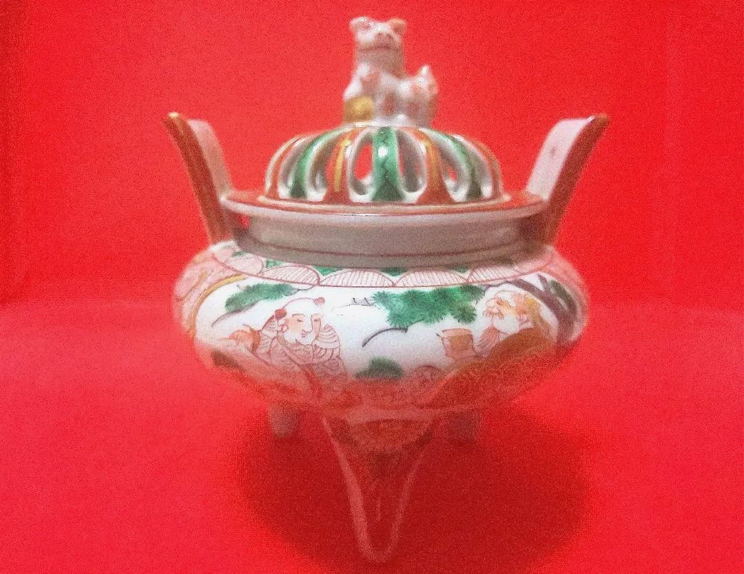 獅子摘 耳付足高 三足 香炉 角福　香道具 古美術 骨董品