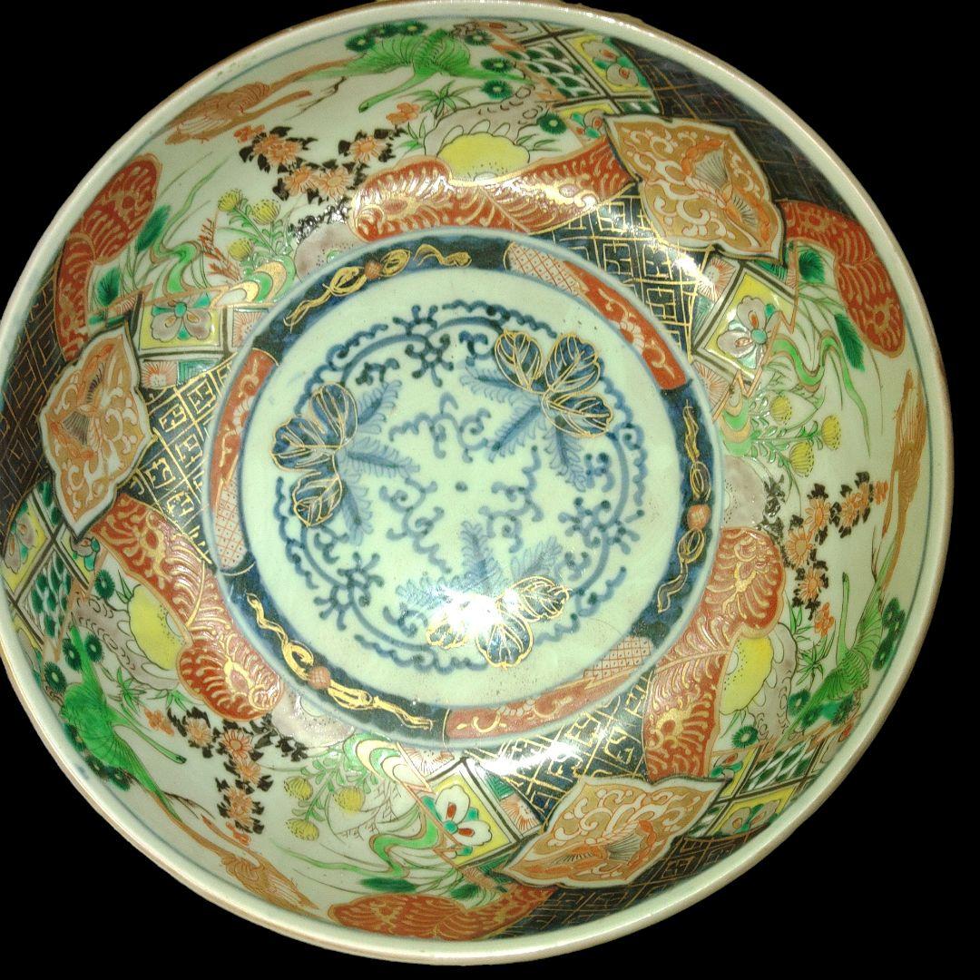 古伊万里　渦福　吉祥文色絵鉢　江戸中期