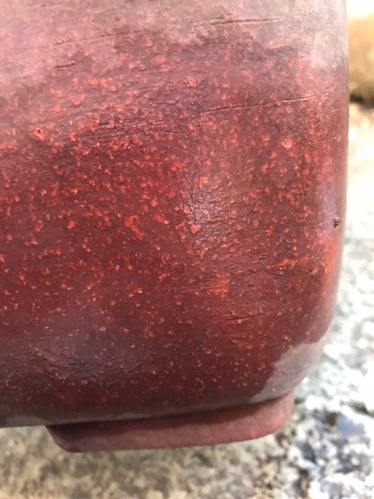 盆栽鉢　時代盆栽鉢部銭号長方鉢美しい紅色梨皮