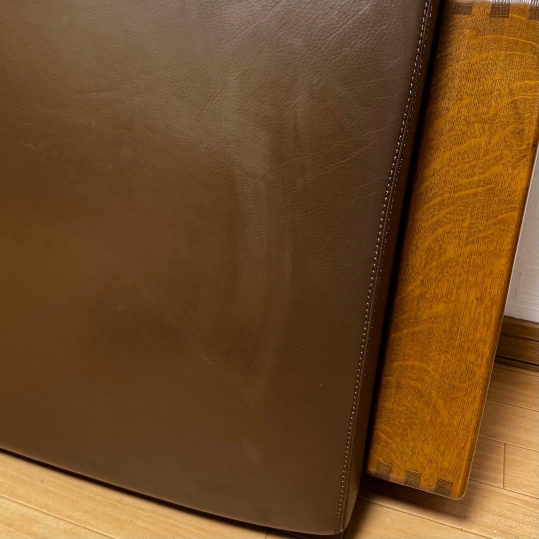 【状態良好】カンディハウス ボルス リビング スツール オットマン レザー張り