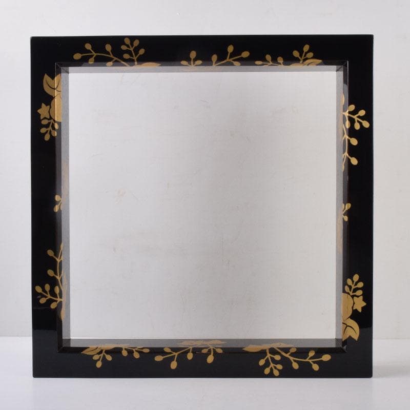 茶道具　塗師　松永松寛作　花草蒔絵　炉縁　共箱　V　8521A