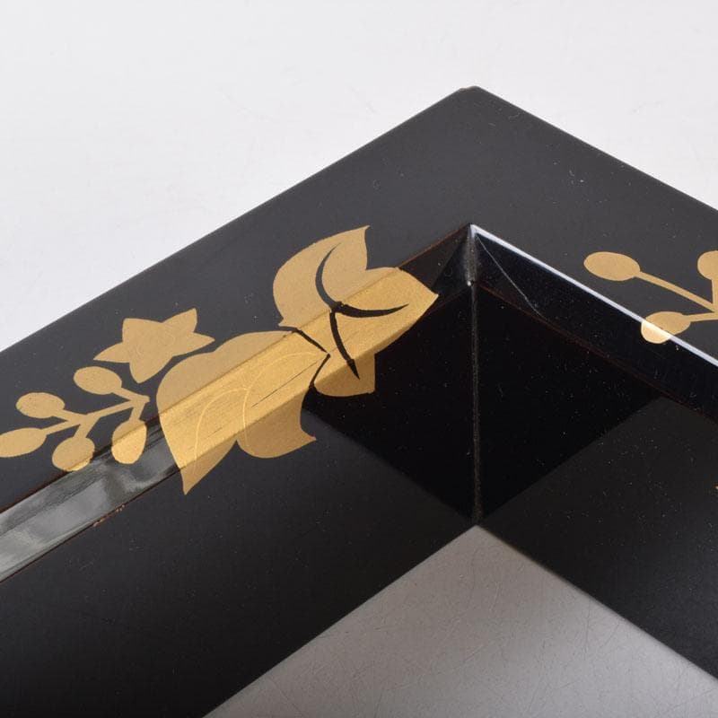 茶道具　塗師　松永松寛作　花草蒔絵　炉縁　共箱　V　8521A